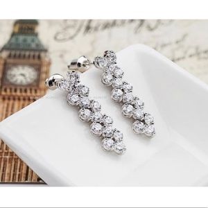 24k white gold plated CZ diamond earrings